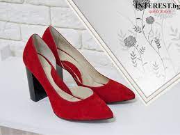 Дамски обувки - Жанета - червено, велур