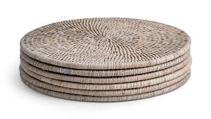 Set of 4 straw rattan woven placemats trimed in olive green reversible 19x13. Ashcroft Small Round Placemats Set Of 6 Neptune
