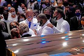 George floyd's brothers rodney (right) and philonise (left) prepare for the funeral with lawyer ben crump (center) on june 9. Family Members Dignitaries Honor George Floyd At Funeral Service In Houston Abc News