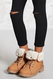 Forever 21 Girls A Pair Of Faux Leather Ankle Boots Featuring A Fleece Foldover Design Forever 21 Girls Outfits Boys Fashion Trends Kid Fashion Girl Toddler