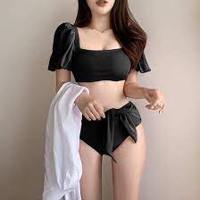 Amazon.co.jp: 水着女韓国insセクシー小胸2023新爆金 純欲風キュートビキニ(ブラック,XL) : ファッション