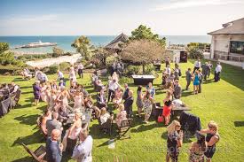 Wedding Drinks Reception On Lawns Overlooking Bournemouth Pier And Beach At Highclif Dorset Wedding Photographer Wedding Photographers Wedding Drinks Reception