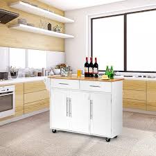 Su diseño elegante y sencillo, junto con su acabado cuidado, la convierten en el centro de atención. Costway Carrito De Cocina Con Cajones Y Puerta Aparador Con Ruedas Carro De Servicio De Madera 122 X 46 X 92 3cm Blanco Carra Mobiliario