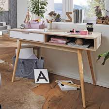 Carryhome schreibtisch weiß, eschefarben , schreibtisch 'calisma' bringt viel stauraum in ihr jugendzimmer oder arbeitszimmer. Wohnling Schreibtisch Design Computertisch Mit Schublade Sonoma Weiss Tisch Modern Mit Facher Burotisch Ablage 120 Cm Norma24