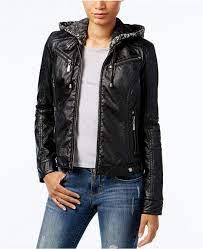 Jou Jou Faux Leather Knit Hood Jacket 37 99 Jacket Leatherjacket Hoodedjacket Hooded Leather Black Blackj Junior Outfits Coats For Women Hooded Jacket
