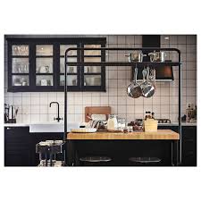 vadholma kitchen island, black, oak