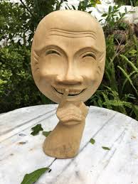 Hibiscus Wood Balinese Hand-carved/statuette Mask/silence is Golden/speak  No Evil/free Shipping!