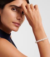 Bracelet en or 14 ct, pierre de lune et diamants en blanc