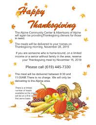 It began as a day of giving thanks and sacrifice for the blessing of the. Free Thanksgiving Dinners Delivered To Home Bound Seniors Needy November 28 2019 Alpine Community Network Alpine Ca 91901