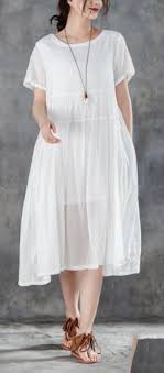 Women Cotton Dresses Plus Size Clothing Casual Summer Round Neck Short Sleeve White Dress In 2020 White Short Sleeve Dress Women Cotton Dress Casual Summer Dresses