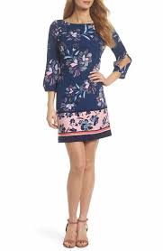 Vince Camuto Floral Print Crepe Shift Dress 128 Nordstroms Casual Dresses For Women Nordstrom Dresses Dresses