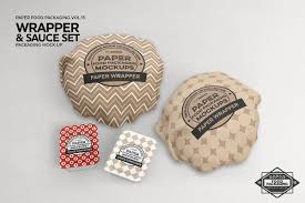 Wrapper And Sauce Set Mockup Packaging Mockup Free Packaging Mockup Food Box Packaging