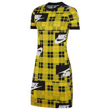 Nike Plaid Bodycon Dress Chrome Yellow In 2020 Plaid Bodycon Dress Fashion Inspo Outfits Nike Dresses