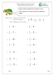 dividing fractions fraction and decimal worksheets for year 6 age 10 11 by urbrainy com