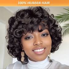 6 Inch human hair pixie cut wig