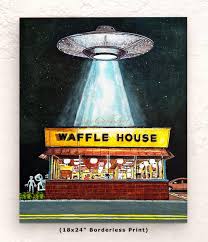 Waffle House UFO Art Prints: Signed and Numbered, Alien Abduction Artwork -  Etsy