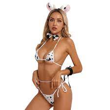 Women's Cow Print Lingerie Outfit Sexy Swimsuit Bikini Set Beach Bathing  Suit Pool Party Cosplay Costume Nightwear Clubwear - AliExpress