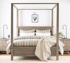 Freshen up your master or guest bedroom with this crisp white comforter set. Farmhouse Canopy Bed Wooden Beds Pottery Barn