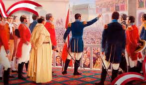 El cruce de dos líneas diagonales dividía en cuatro campos la bandera. Don Jose De San Martin Y El Peru Contemplatio Social