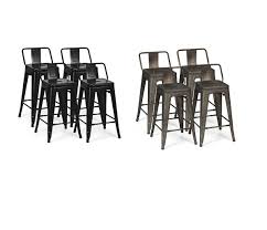 Do you think metal bar stool with back looks great? Costway Set Of 4 Low Back Metal Counter Stool 24 Seat Height Industrial Bar Stools Gunblack Hw61704 Dining Chairs Aliexpress