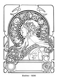 Fruit by alphonse mucha coloring page from art nouveau category. Alphonse Mucha Coloring Pages