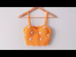带胸垫 文胸吊带一体 特别青春的一款吊带bra 用蕾丝线编织 youtube in 2021 crochet top balloon sleeve women