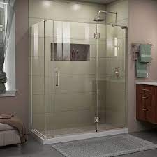 Dreamline Unidoor X 57 In W X 34 3 8 In D X 72 In H Frameless Hinged Shower Enclosure In Brushed Nickel Walmart Com Frameless Shower Enclosures Shower Enclosure Shower Doors