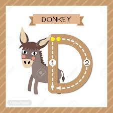 Learn about the missing letters. Letter D Uppercase Cute Children Colorful Zoo And Animals Abc Alphabet Tracing Flashcard Of Donkey For Kids Learning English Vocabulary And Handwriting Vector Illustration Royalty Free Cliparts Vectors And Stock Illustration Image