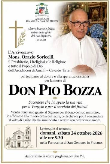 L'ultimo saluto a don Pio Bozza: sabato 24 i funerali a Praiano 📲LEGGI  L'ARTICOLO QUI⬇️ https://iqdc.eu/lultimo-saluto-a-don-pio-bozza -sabato-24-i-funerali-a-praiano/