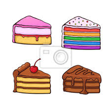Jumat, 26 juni 2020 garten, image edit. Vektor Illustration Gesetzt Ein Stuck Kuchen Im Cartoon Stil Leinwandbilder Bilder Dragee Fondant Brownie Myloview De