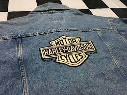 Vintage Harley Davidson Denim Jacket Jeans Embroidered Big Etsy Denim Jacket And Jeans Vintage Harley Davidson Vintage Harley