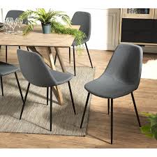 Design et moderne, en métal, chaise transparente en acrylique, bancs en cuir, chaise en tissu, chaise en formica. Lot De 2 Chaises Tissu Anthracite Pieds Metal