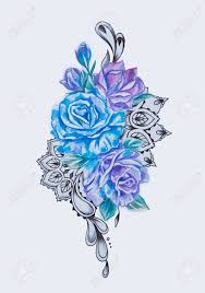 Watercolor collection of purple lilac flowers, leaves and butterfly isolated on white background. Sketch Of A Branch Of Purple And Blue Flowers On White Background Stock Photo Picture And Royalty Free Image Image 91658772