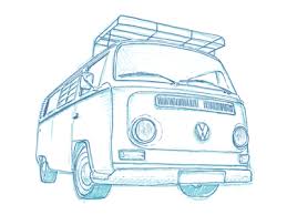 Bay Window Vw Campervan Vintage Vw Bus Drawing Volkswagen Vans