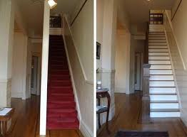 This Is What I Want To Do To Our Stairs Knock Out The Wall And Put Up Rails Stair Remodel Farmhouse Renovation Staircase Remodel