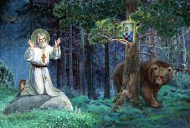 Серафим саровский и мишка — пост пикабушника silkas. Kupit Ikonu Serafim Sarovskij Kormit Medvedya Hlebom