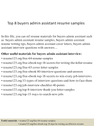 top 8 buyers admin assistant resume samples