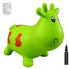 Green Cow Bouncer With Hand Pump Inflatable Space Hopper Ride On Bouncy Animal Stable 4 Legged Space Hopper Bouncy Cow Infl Space Hopper Bouncy Toy Safety