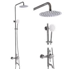From quality manufacturers like sloan and chicago faucets. Stainless Steel Sus304 Silver Shower Faucet Set Wall Mount Triple Function Shower System 8 Inches Shower Head Bathroom Adjustable Hand Spray Rainfall Brushed Nickel Shower Faucet Complete Set Amazon Com