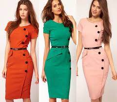 2014 Summer Women Colorful V Neck Knee Length Button Vintage Bandage Business Party Career Work Wear Bodycon Casual Pencil Fashion Ladies Tops Fashion Clothes