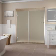 Aston Belmore Gs 62 25 To 63 25 X 72 Frameless Hinged Shower Door With Frosted Glass And Glass Shelves In Chrome Sdr960f Ch 6331 10 The Home Depot Frameless Hinged Shower Door Shower Doors Glass