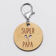 Personalised Engraved Round Wooden Medallion Keyring 50mm Special Edition Super Dad Engraved Keychain Wooden Keychain Keychain