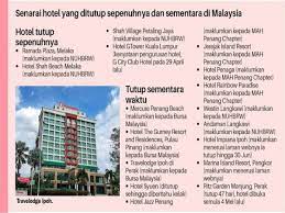 Informasi hotel murah dan diskaun hotel di bandar raya malaysia, langkawi, kuala lumpur, pulau pinang, melaka, johor bahru, dan bandar raya lainnya di malaysia. Laporan Khas Covid 19 Kapankan Hotel Hotel Malaysia