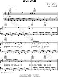 Guns N Roses Civil War Sheet Music In E Minor Download Print Sheet Music Civil War Music Chords