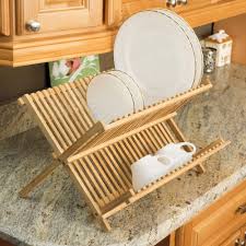 Bamboo Foldable Dish Drainer Pier 1 Folds flat and is secured with elastic for easy storage. bamboo foldable dish drainer