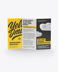 We've send file to your inbox. Textured Brochure Mockup In Stationery Mockups On Yellow Images Object Mockups