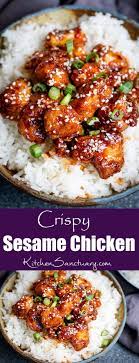 Add the chicken back in and toss in the sauce to coat. Crispy Sesame Chicken With A Sticky Asian Sauce Easy Chinese Recipes Recipes Asian Recipes