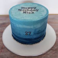 Male Birthday Cake Images For Men Watercolor Buttercream Cake Ombre Navy Blue And Silver Buttercream Birthday Cake Cakes For Men Birthday Cakes For Men