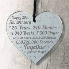 A 20th anniversary is definitely an occasion to gift something she'll truly treasure—a pair of diamond earrings. 20th Anniversary Gift For Him Her 20th Wedding Anniversary Heart
