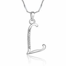 Alphabet Letter L Necklace 14k White Gold Over 0 30ct Diamond Initial Pendant Truejewelry 28 Pendant Initial Pendant Pendant Custom Pendants